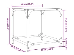 Mesas de centro c/ topo em vidro preto 2 pcs 40x40x40 cm aço