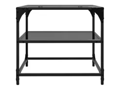 Mesas de centro c/ topo em vidro preto 2 pcs 50x50x45 cm aço