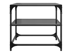 Mesas de centro c/ topo em vidro preto 2 pcs 50x50x45 cm aço