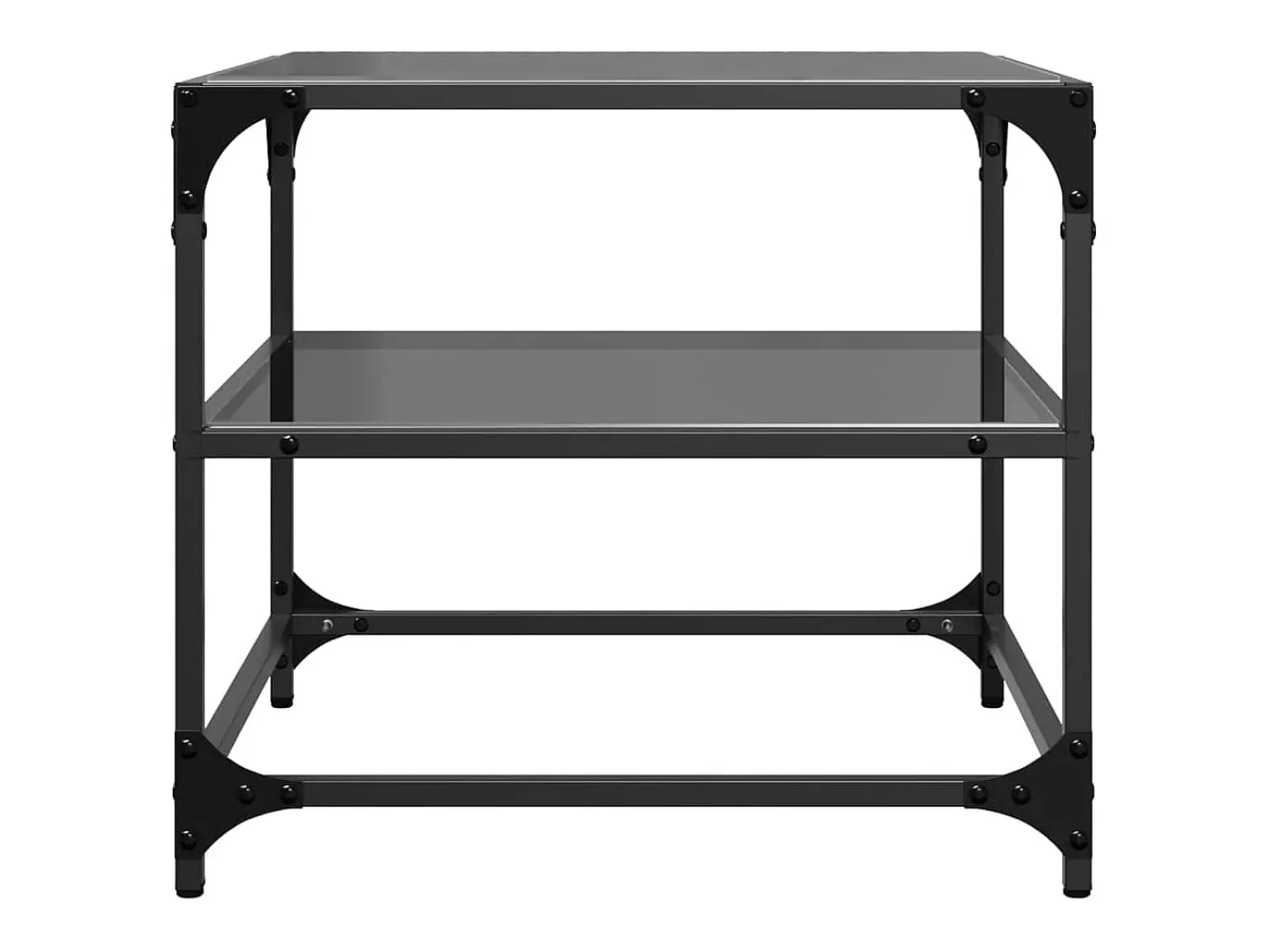 Mesas de centro c/ topo em vidro preto 2 pcs 50x50x45 cm aço PT151170