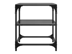 Mesas de centro c/ topo em vidro preto 2 pcs 40x40x45 cm aço PT580735