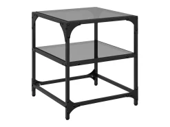 Mesas de centro c/ topo em vidro preto 2 pcs 40x40x45 cm aço PT580735