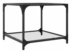Mesas de centro c/ topo vidro transparente 2 pcs 50x50x40cm aço
