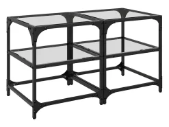 Mesas de centro c/ topo vidro transparente 2 pcs 40x40x45cm aço PT376137