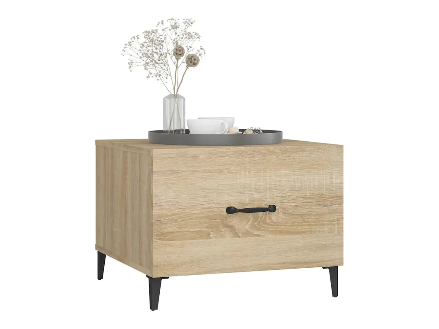 Mesas de centro com pernas de metal 2 pcs 50x50x40 cm sonoma