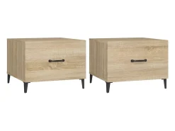 Mesas de centro com pernas de metal 2 pcs 50x50x40 cm sonoma