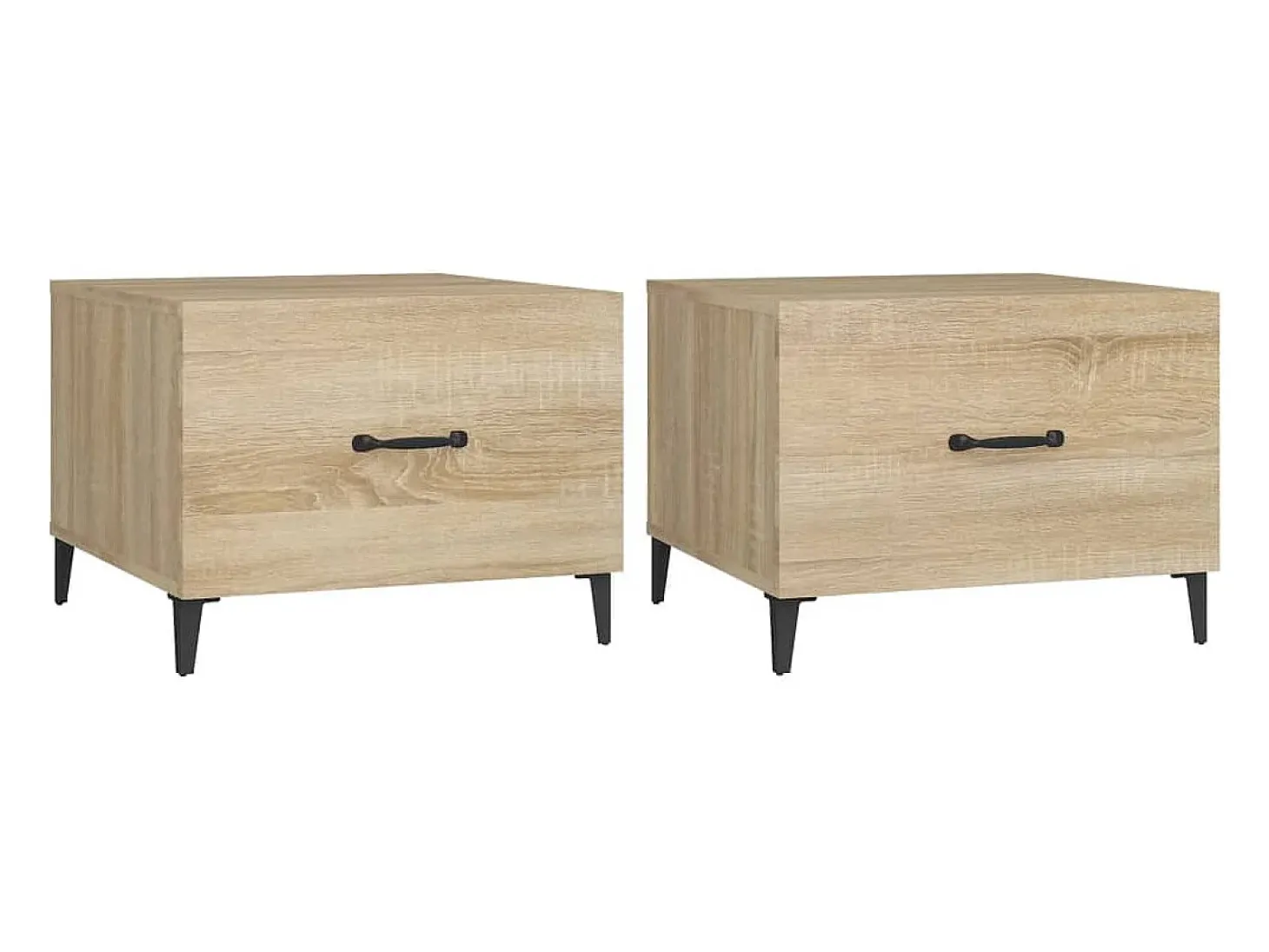 Mesas de centro com pernas de metal 2 pcs 50x50x40 cm sonoma
