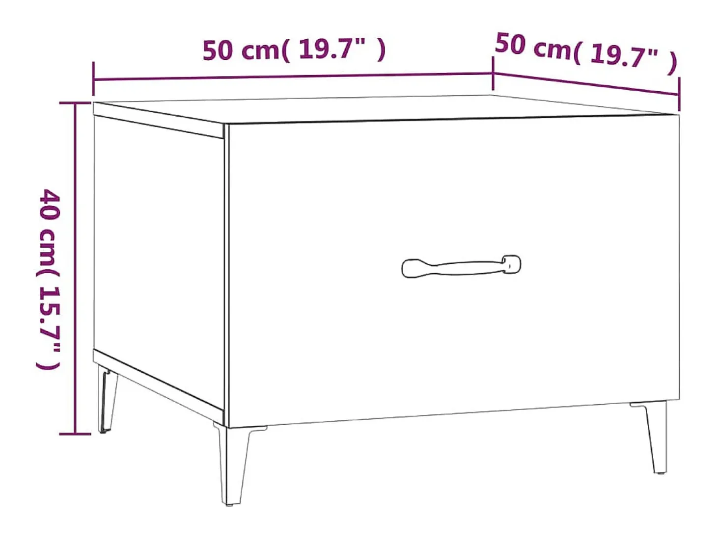 Mesas de centro com pernas de metal 2 pcs 50x50x40 cm preto