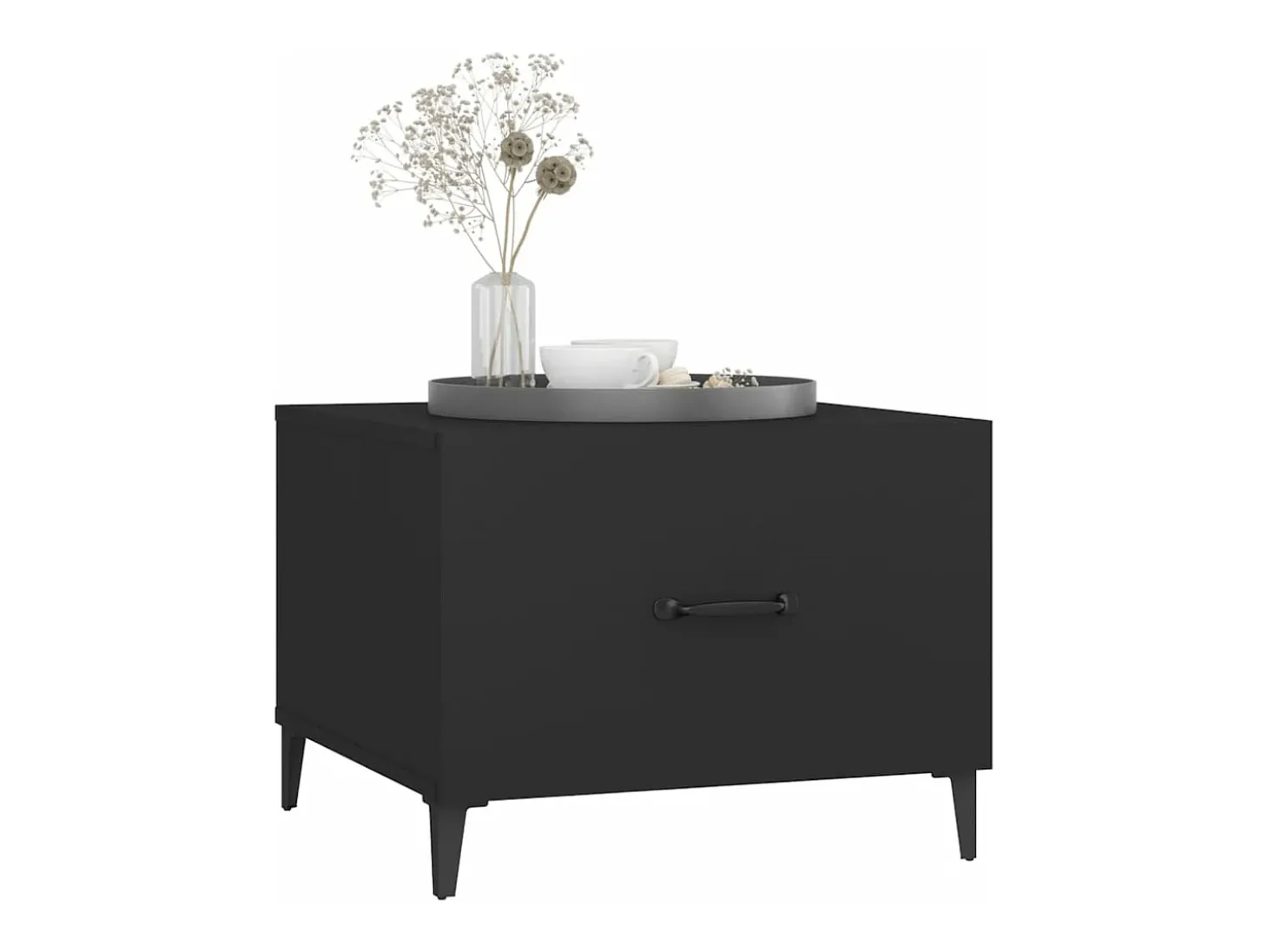 Mesas de centro com pernas de metal 2 pcs 50x50x40 cm preto