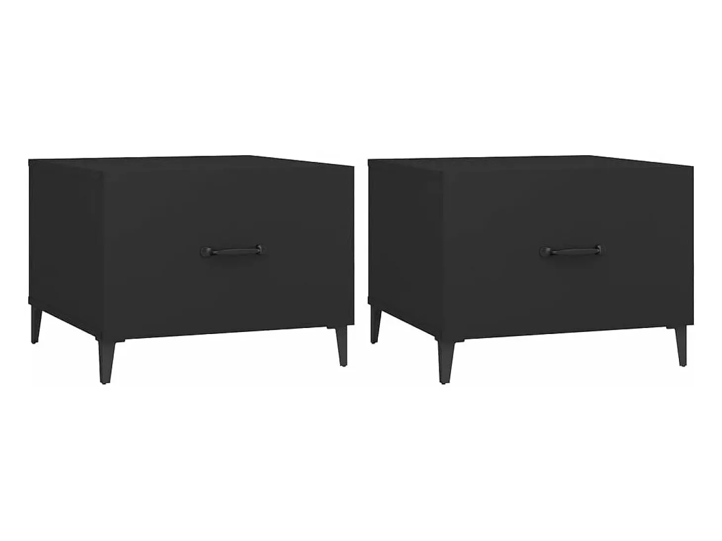 Mesas de centro com pernas de metal 2 pcs 50x50x40 cm preto