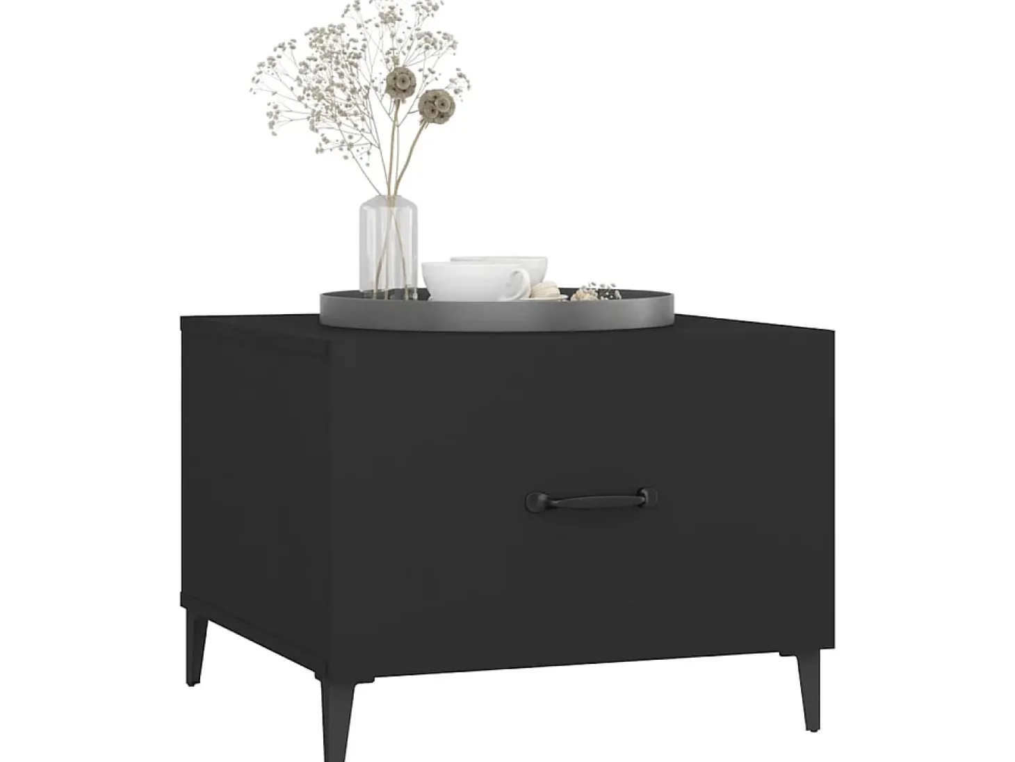 Mesas de centro com pernas de metal 2 pcs 50x50x40 cm preto PT746973
