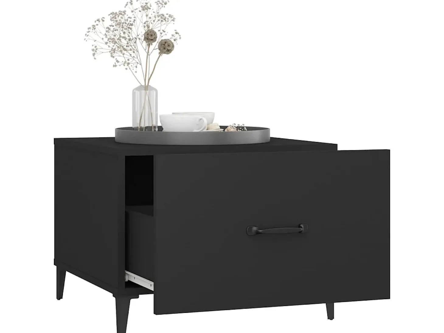 Mesas de centro com pernas de metal 2 pcs 50x50x40 cm preto PT746973