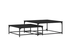 Mesas de centro de encastrar 2 pcs derivados de madeira preto PT583571