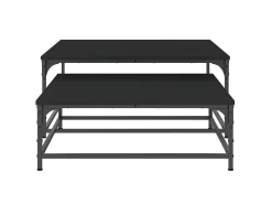 Mesas de centro de encastrar 2 pcs derivados de madeira preto PT583571