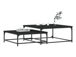 Mesas de centro de encastrar 2 pcs derivados de madeira preto PT583571