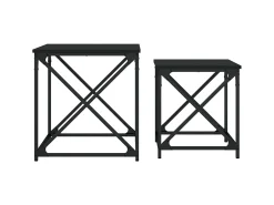 Mesas de centro de encastrar 2 pcs derivados de madeira preto PT833359