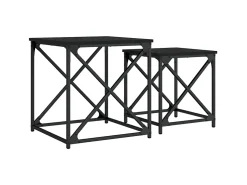 Mesas de centro de encastrar 2 pcs derivados de madeira preto PT833359