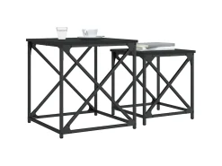 Mesas de centro de encastrar 2 pcs derivados de madeira preto PT833359