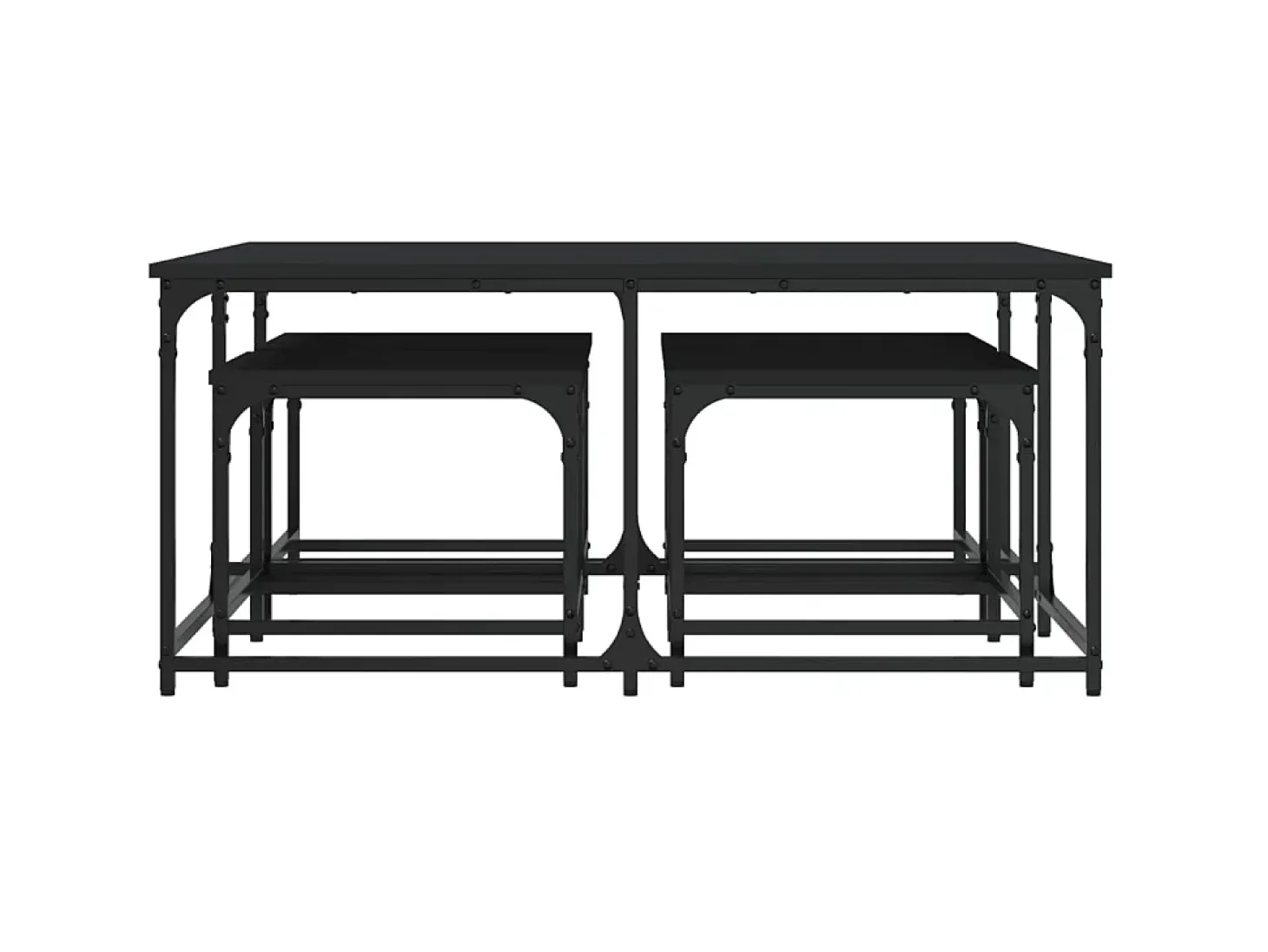 Mesas de centro de encastrar 5 pcs derivados de madeira preto PT771981