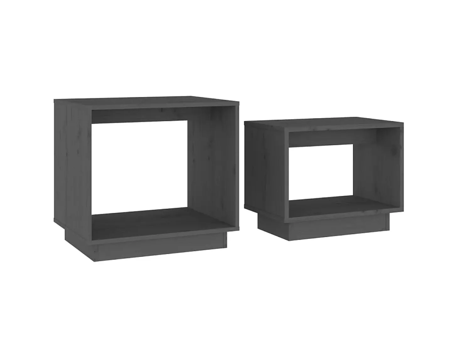 Mesas de centro de encastrar 2 pcs pinho maciço cinza PT402797