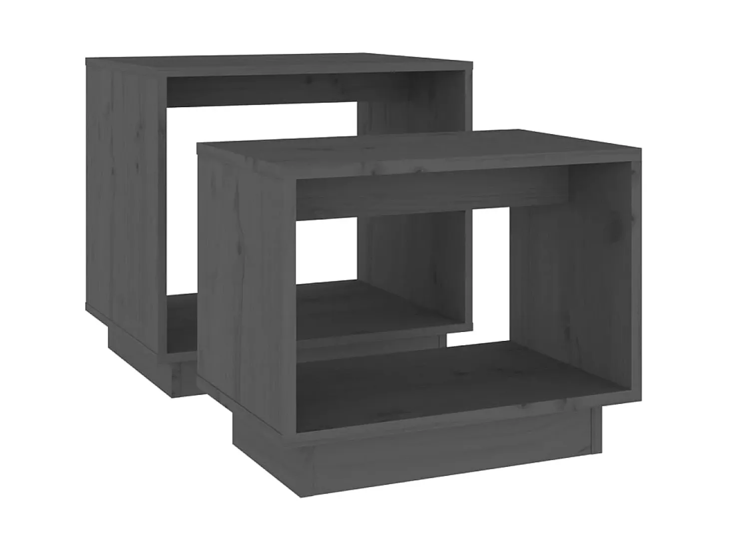Mesas de centro de encastrar 2 pcs pinho maciço cinza PT402797