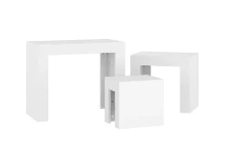 Mesas de centro de encastrar 3 pcs derivados de madeira branco PT692747