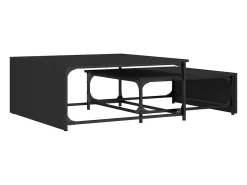 Mesas de centro de encastrar 2 pcs deriv.madeira/metal preto PT872573