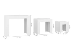 Mesas de centro de encastrar 3 pcs derivados de madeira branco