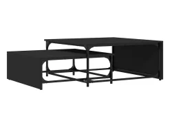 Mesas de centro de encastrar 2 pcs deriv.madeira/metal preto
