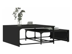 Mesas de centro de encastrar 2 pcs deriv.madeira/metal preto