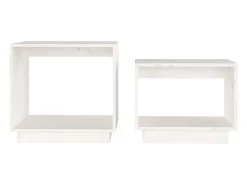 Mesas de centro de encastrar 2 pcs pinho maciço branco