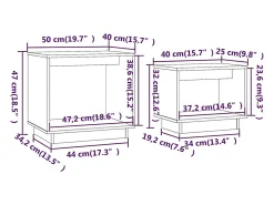 Mesas de centro de encastrar 2 pcs pinho maciço branco
