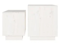 Mesas de centro de encastrar 2 pcs pinho maciço branco