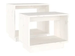 Mesas de centro de encastrar 2 pcs pinho maciço branco