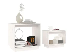 Mesas de centro de encastrar 2 pcs pinho maciço branco PT487401