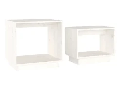 Mesas de centro de encastrar 2 pcs pinho maciço branco PT487401