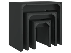 Mesas de centro de encastrar 3 pcs derivados de madeira preto PT866061
