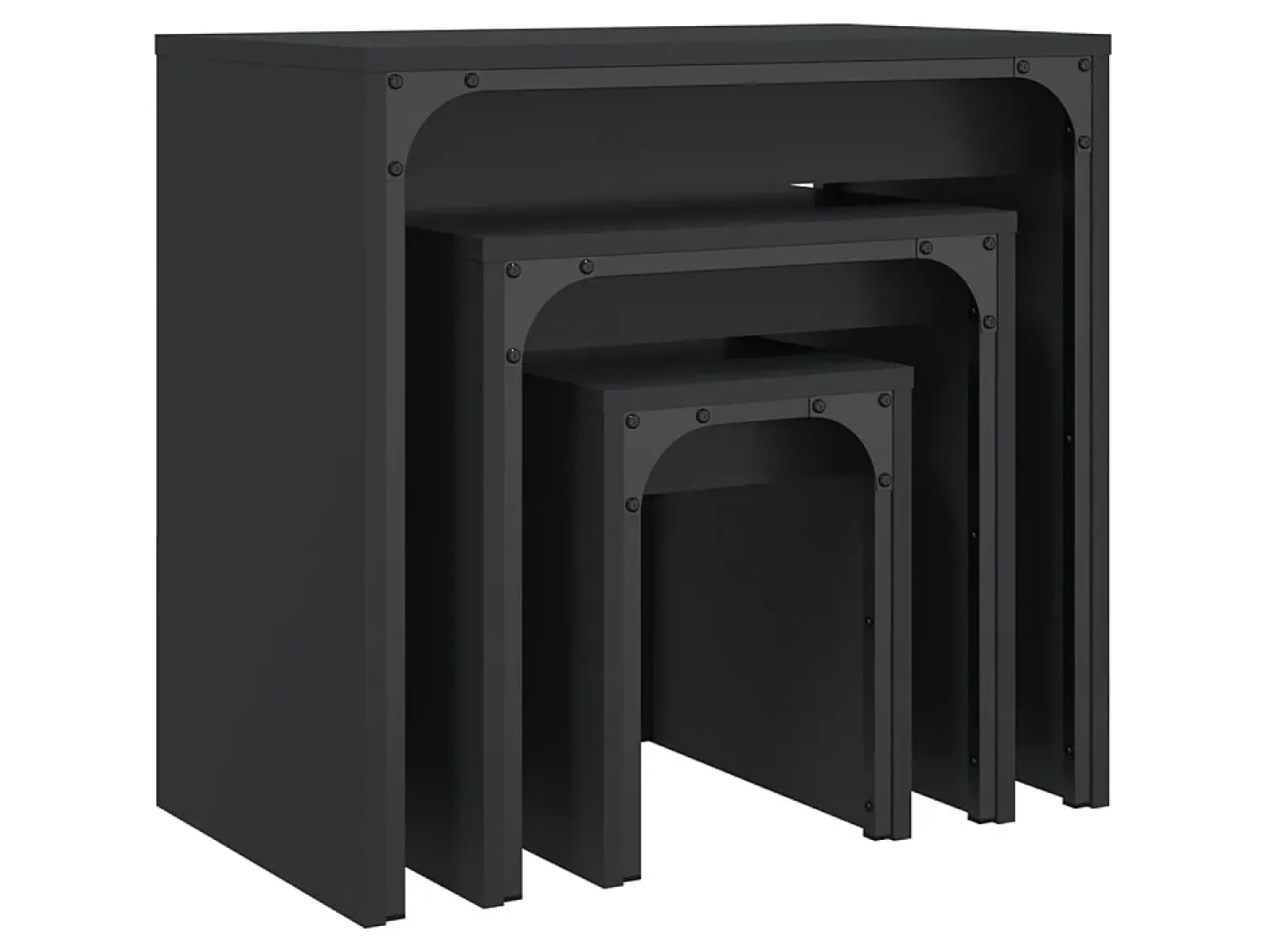 Mesas de centro de encastrar 3 pcs derivados de madeira preto PT866061