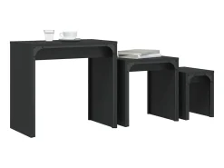 Mesas de centro de encastrar 3 pcs derivados de madeira preto PT866061