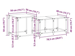 Mesas de centro encastrar 2 pcs c/ tampo vidro transparente aço