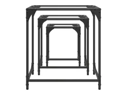 Mesas de centro encastrar 3 pcs c/ tampo vidro transparente aço PT288395