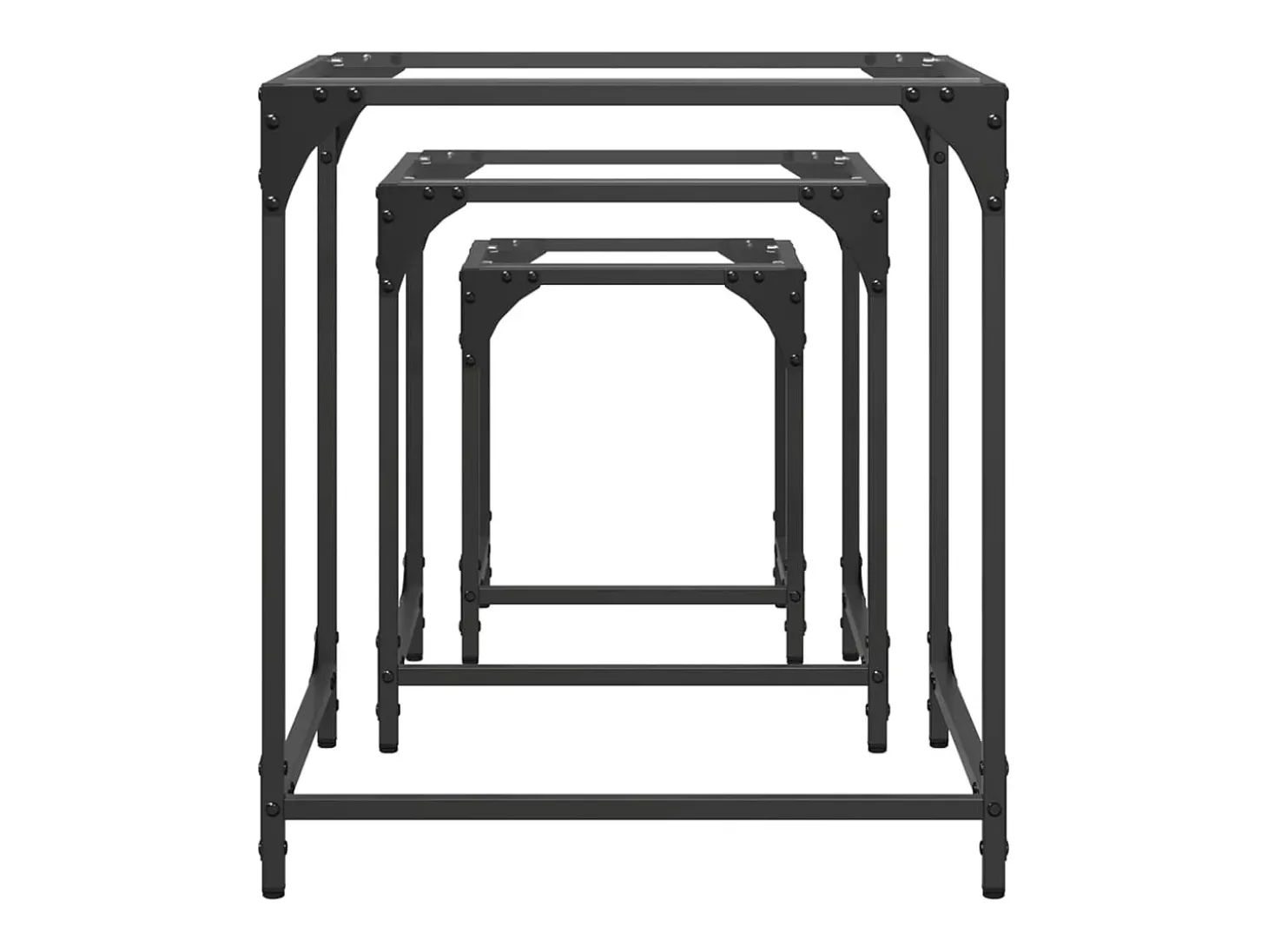 Mesas de centro encastrar 3 pcs c/ tampo vidro transparente aço PT288395