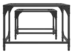 Mesas de centro encastrar 2 pcs c/ tampo vidro transparente aço PT378802