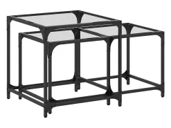 Mesas de centro encastrar 2 pcs c/ tampo vidro transparente aço PT699983