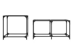 Mesas de centro encastrar 2 pcs c/ tampo vidro transparente aço PT699983