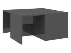 Mesas de centro 4pcs derivados de madeira cinza brilhante
