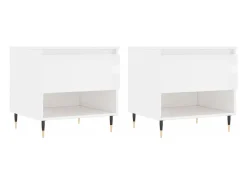 Mesas de centro 2pcs 50x46x50cm deriv. madeira branco brilhante