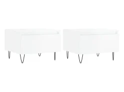 Mesas de centro 2pcs 50x46x35cm deriv. madeira branco brilhante