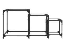 Mesas de encaixar 3 pcs c/ tampo vidro transparente aço