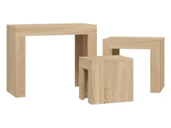 Mesas de encaixar 3 pcs contraplacado carvalho sonoma